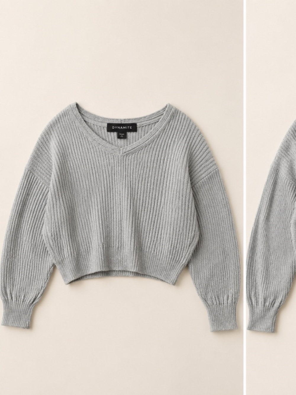 Dynamite Soft Ribbed Cross-Back Sweater Grey XS/S/M - Picture 5 of 7